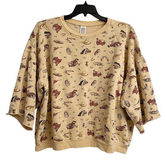 Vintage 80’s Western Cowboy Print Women’s Oversized XL Sweatshirt by OH! BOY! - Picture 2 of 8